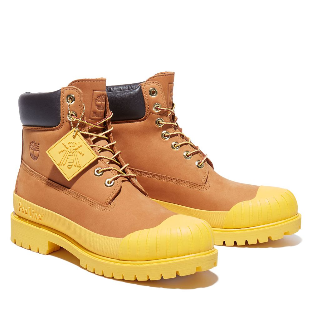 Botas Masculino - Timberland 6-Inch Bee Line X Impermeavel Rubber Toe - VSRJU4351 - Marrom/Amarelas